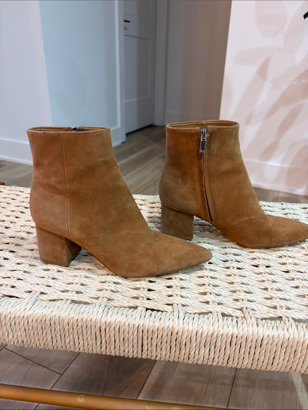 Marc Fisher Suede Ankle Booties in Cognac